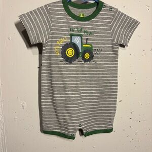 John Deere Gray and Green Baby Romper